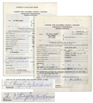 Two Contracts From 1958 and 1959 Signed by Moe Howard, for Appearances by The Three Stooges on The Steve Allen Show -- Signed "The 3 Stooges Co. by Moe Howard" -- Each Measures 8.5" x 11", Very Good
